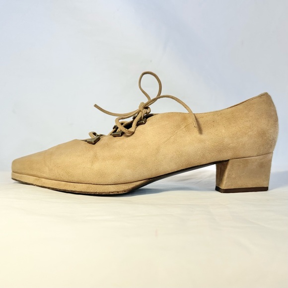 Prevata tan suede lace up platform pointed toe shoes size 9 Made in Italy - Picture 2 of 12